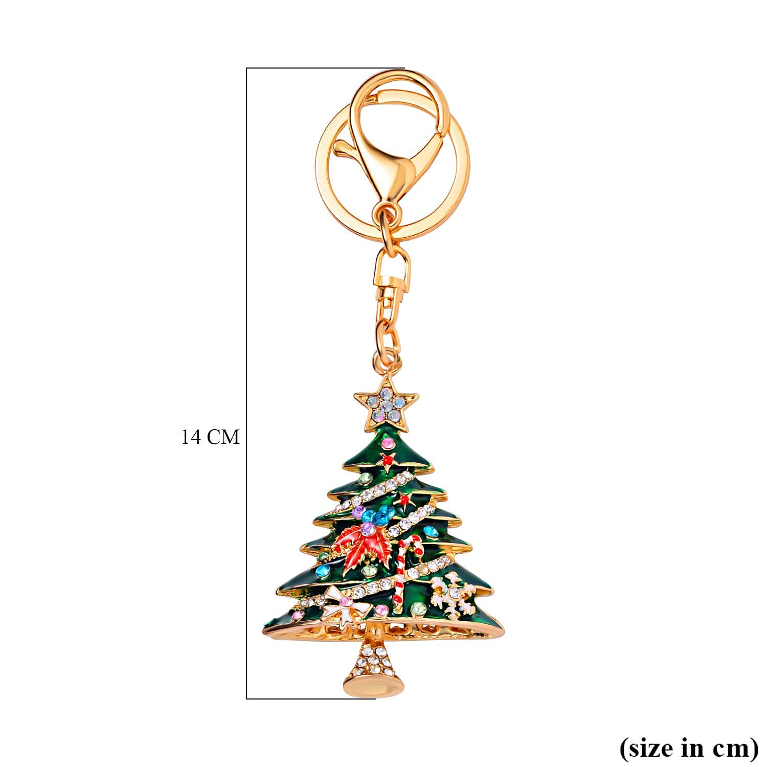 Value Bundle -  Set of 3 Sparkling Crystal Keychains With Different Designs (Unicorn, Christmas Tree, and Starfish) - Multi