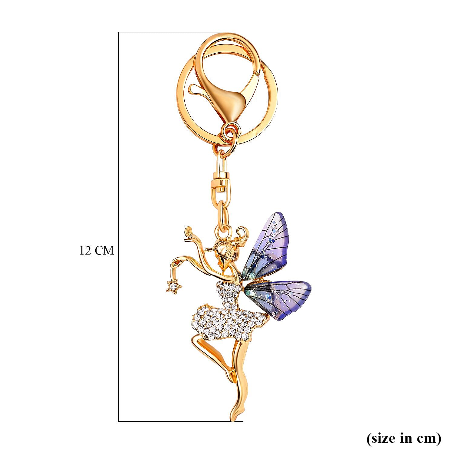 Set of 3 Sparkling Crystal Keychains With Different Designs (Snowman, Fairy, and Owl) - Multi