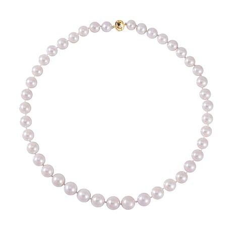 One Time Deal - 9K Yellow Gold White Edison Pearl Necklace With Magnetic Clasp (Size - 20) 350 Ct