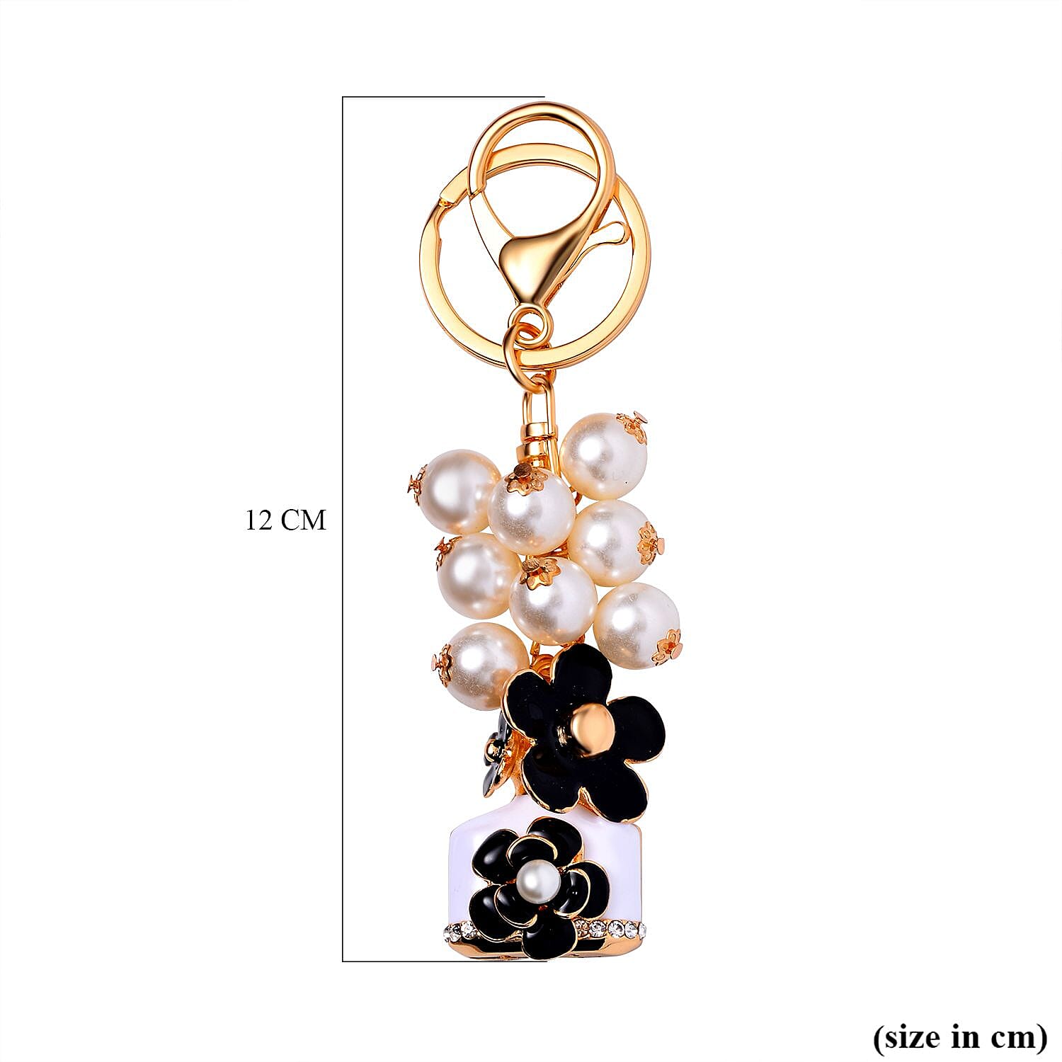 Set of 3 Sparkling Crystal Keychains With Different Desin (Flower, Rose and Bear) - Multi