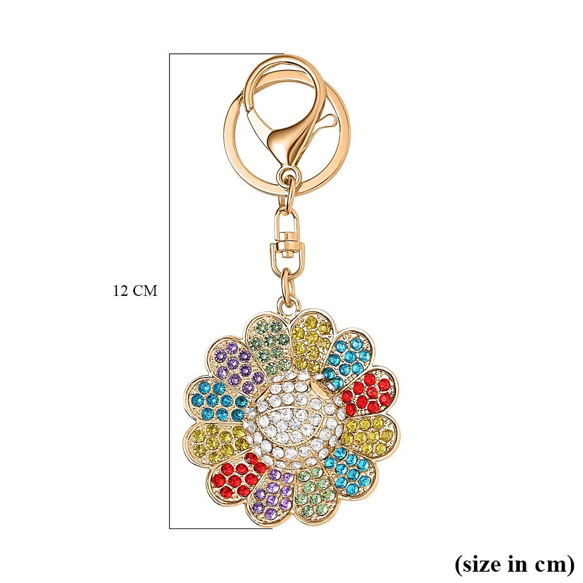 Set of 3 Keychains Decorated with Sparkling Rhinestones - (Sunflower, Owl, - Dragonfly)