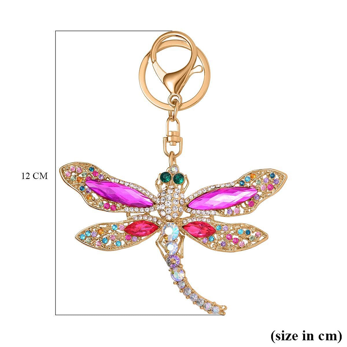 Set of 3 Keychains Decorated with Sparkling Rhinestones - (Sunflower, Owl, - Dragonfly)
