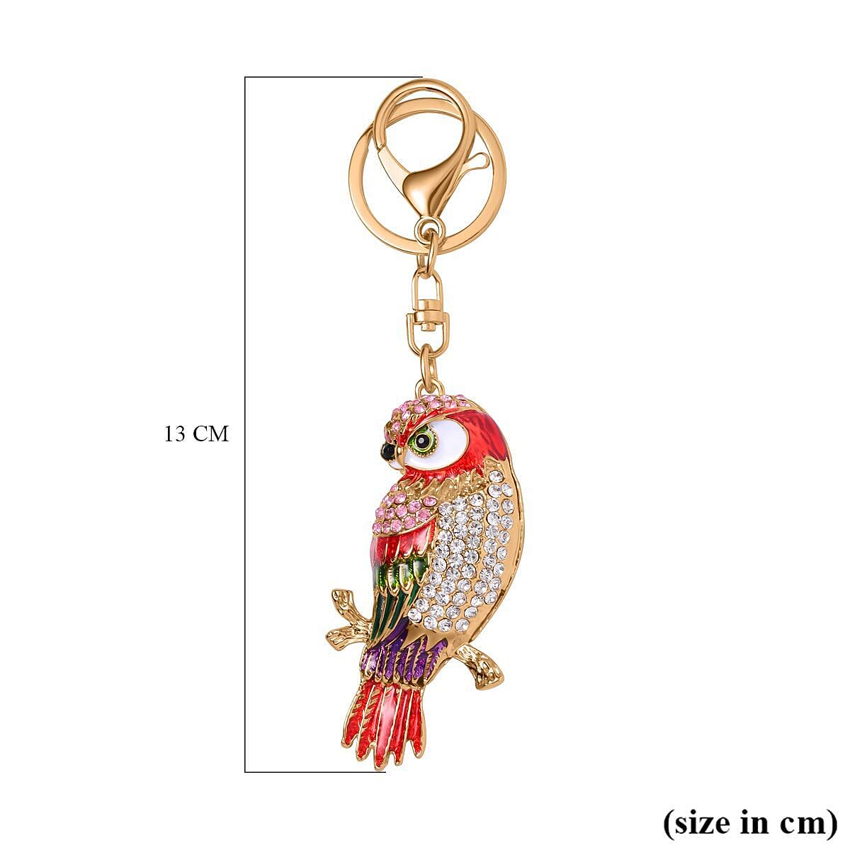 Set of 3 Keychains Decorated with Sparkling Rhinestones - (Sunflower, Owl, - Dragonfly)