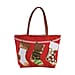 Christmas Collection - Socks Pattern Tote Bag with Exterior Zipped Pocket & Handle Drop - Red