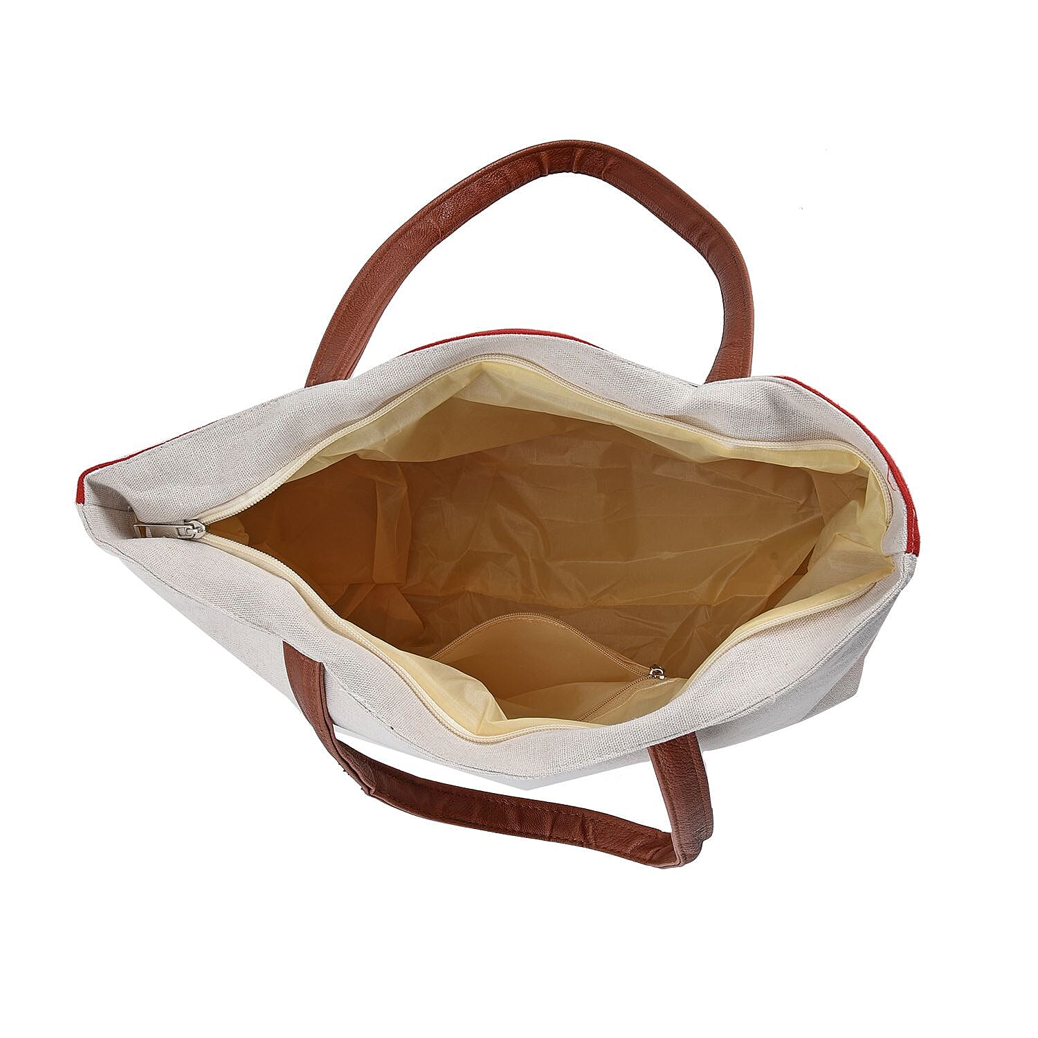 Christmas Collection - Socks Pattern Tote Bag with Exterior Zipped Pocket & Handle Drop - Red