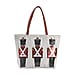Christmas Collection - Nutcracker Pattern Tote Bag with Exterior Zipped Pocket & Handle Drop - Beige