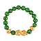 Pink Jade Beads Bracelet 102.70 Ct with Feng Shui and PiXiu in Yellow Gold Tone