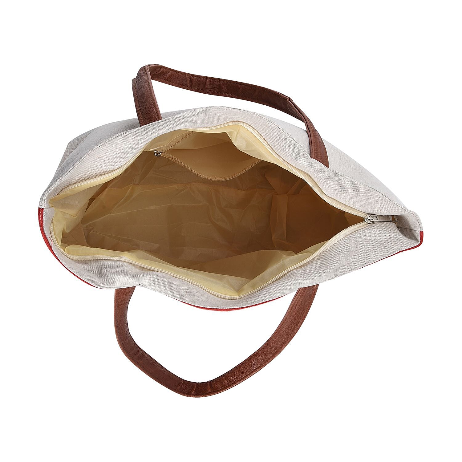 Christmas Collection - Snowman Pattern Tote Bag with Exterior Zipped Pocket & Handle Drop - Red