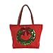 Christmas Collection - Socks Pattern Tote Bag with Exterior Zipped Pocket & Handle Drop - Red