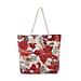 Snowman & Penguin Pattern Jute Tote Bag With Zipped Pockets & Handle Drop - Red & White