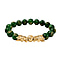Green Jade Beads Feng Shui Dragon Adjustable Bracelet (9-10mm) in Yellow Gold Tone 105.00 Ct
