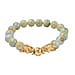 Green Jade Beads Feng Shui Dragon Adjustable Bracelet (9-10mm) in Yellow Gold Tone 105.00 Ct