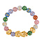 Pink Jade Beads Bracelet 102.70 Ct with Feng Shui and PiXiu in Yellow Gold Tone