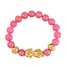 Pink Jade Beads Bracelet 102.70 Ct with Feng Shui and PiXiu in Yellow Gold Tone