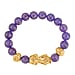 Pink Jade Beads Bracelet 102.70 Ct with Feng Shui and PiXiu in Yellow Gold Tone