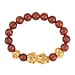Pink Jade Beads Bracelet 102.70 Ct with Feng Shui and PiXiu in Yellow Gold Tone