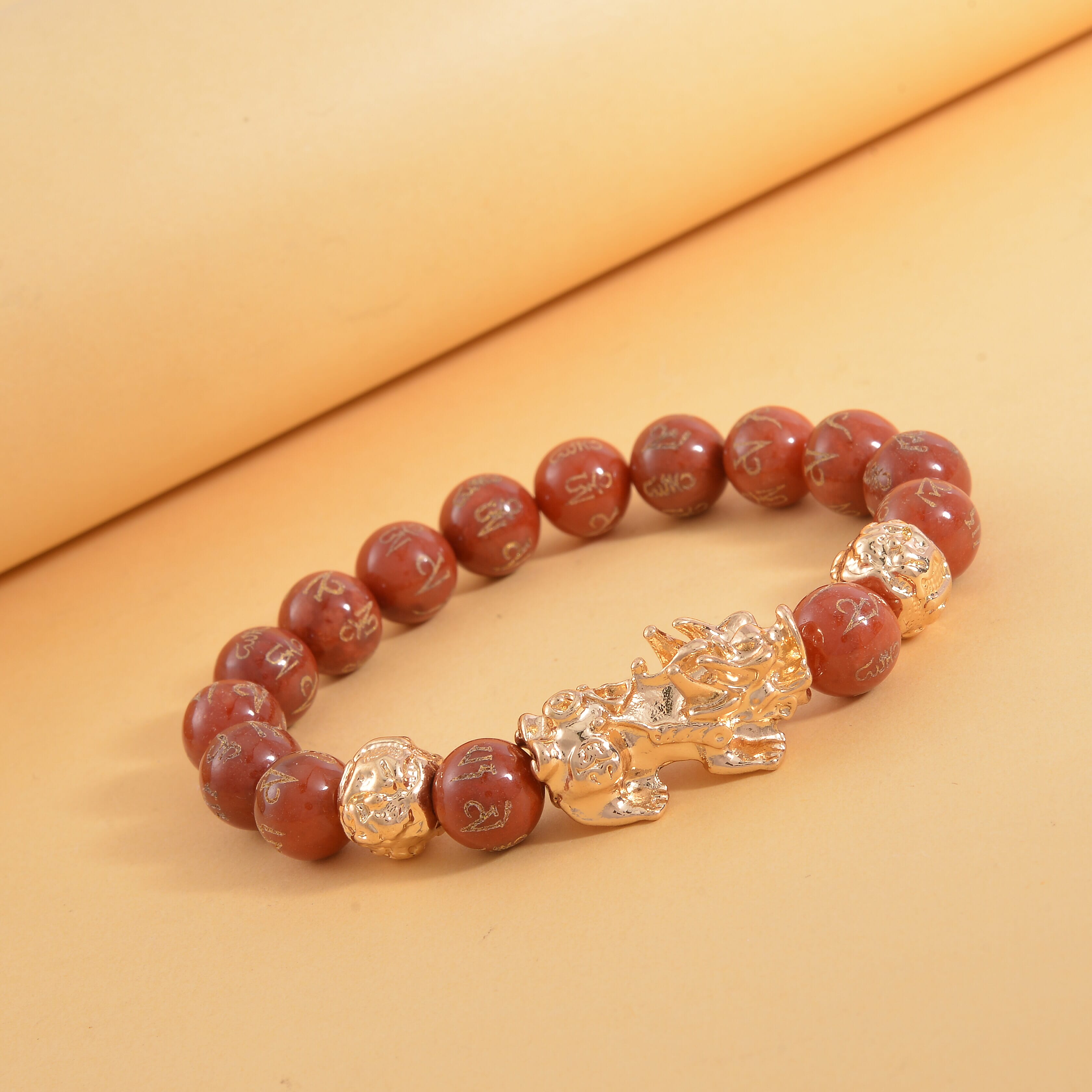 Red Jade Beads Bracelet 102.70 Ct with Feng Shui and PiXiu