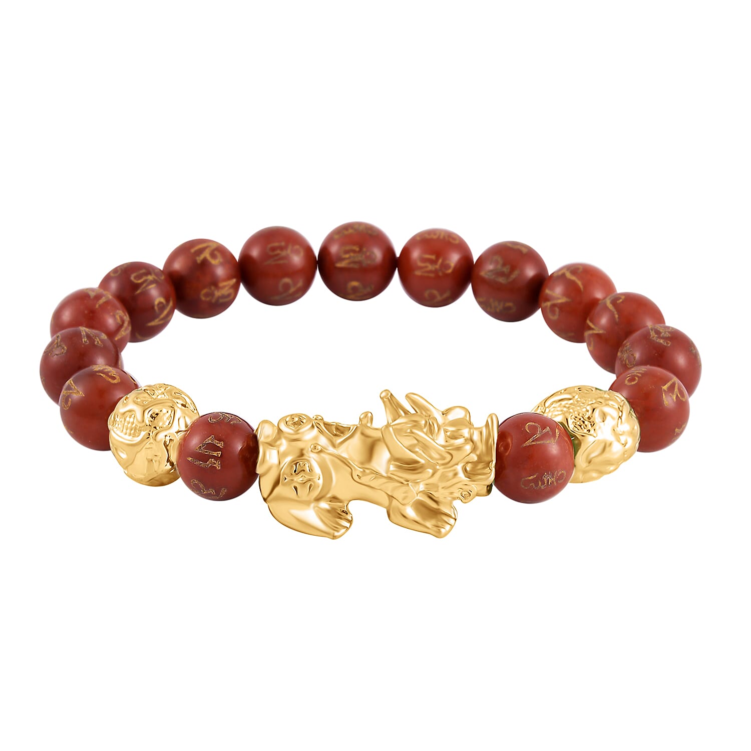 Red Jade Beads Bracelet 102.70 Ct with Feng Shui and PiXiu