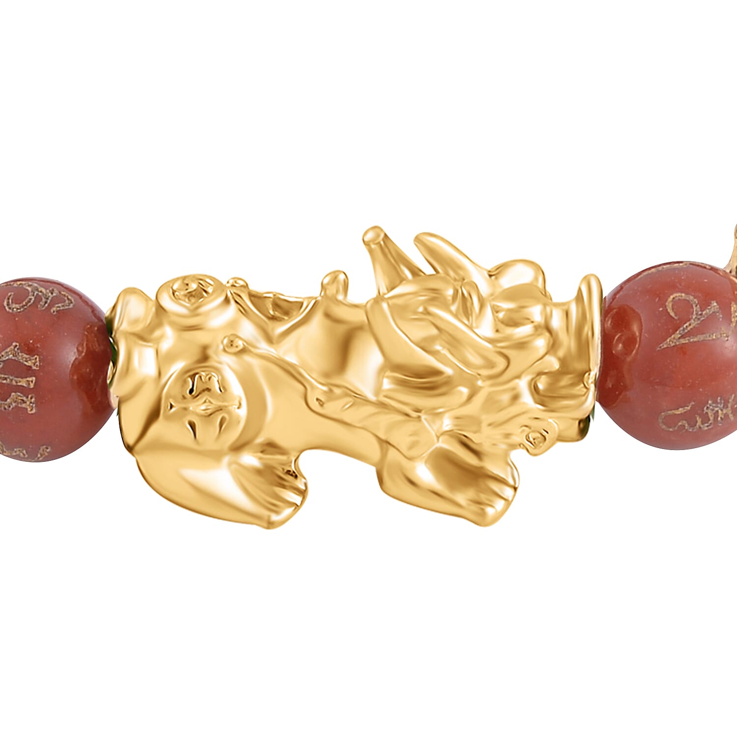 Red Jade Beads Bracelet 102.70 Ct with Feng Shui and PiXiu