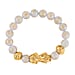Pink Jade Beads Bracelet 102.70 Ct with Feng Shui and PiXiu in Yellow Gold Tone