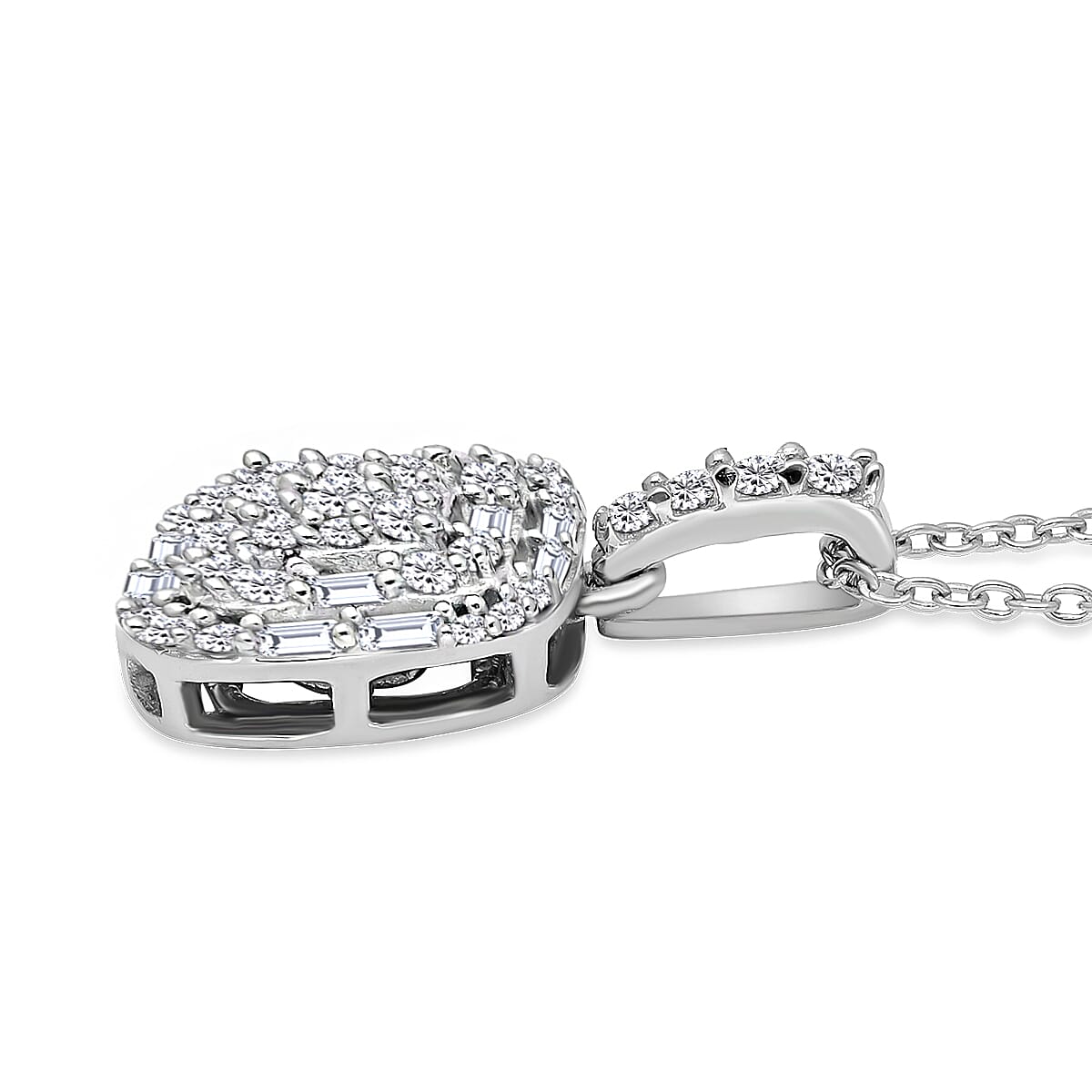 Diamond Cluster Pendant in Sterling Silver 0.50 Ct.