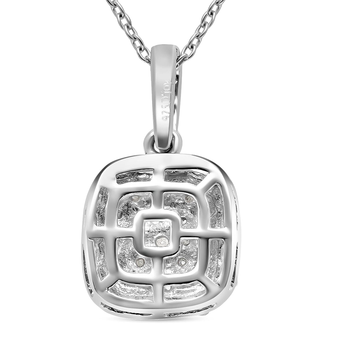 Diamond Cluster Pendant in Sterling Silver 0.50 Ct.