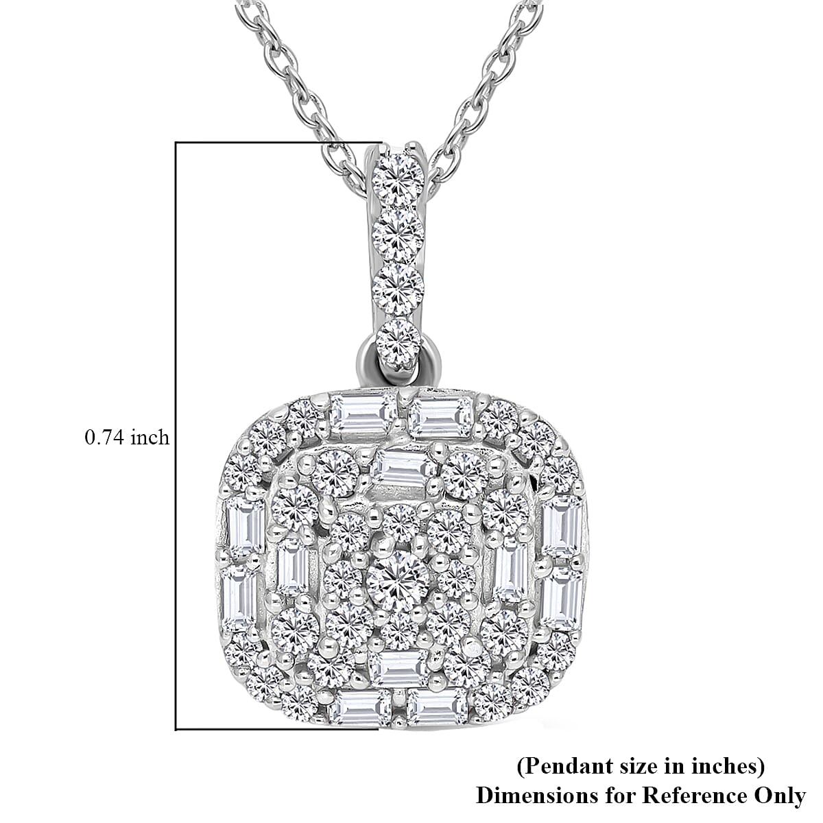 Diamond Cluster Pendant in Sterling Silver 0.50 Ct.