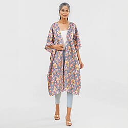 TAMSY Floral Pattern Kimono (Curve Size) - Blue