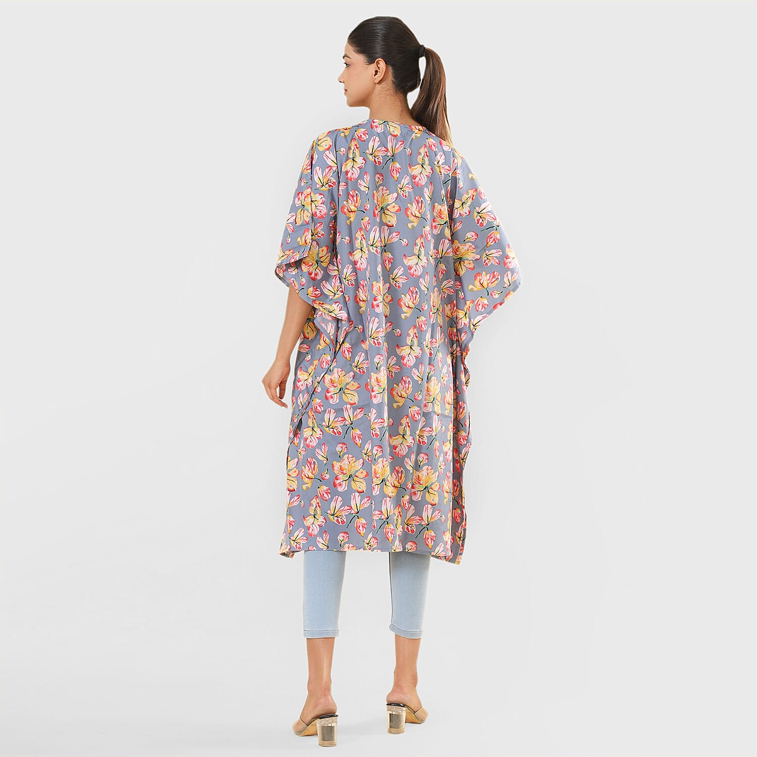 TAMSY Floral Pattern Kimono (Curve Size) - Blue