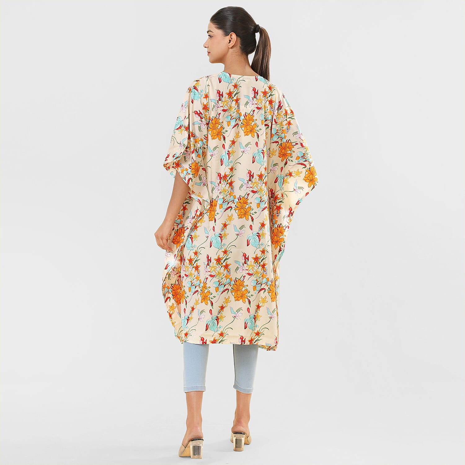 TAMSY Floral Pattern Kimono (Curve Size) - Blue