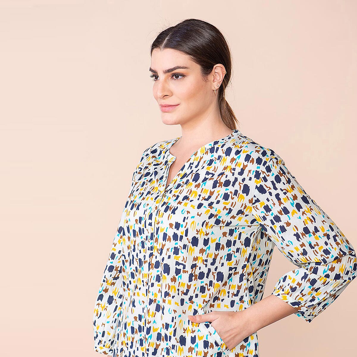 TAMSY Cotton Stripe Pattern Shirt - Black & White TAMSY Cotton Stripe Pattern Shirt - Black & White