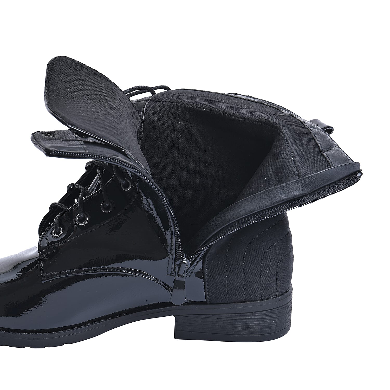 Patent Ankle boots with Side Zipper (Size 3) - Black