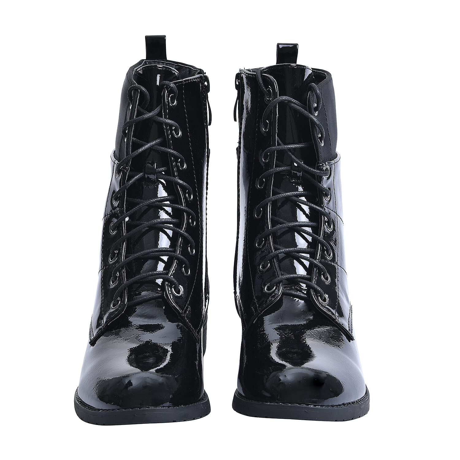 Snake Pattern Ankle Boots with Side Zipper - Black
