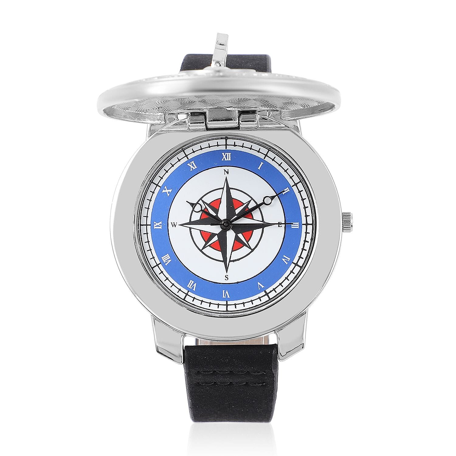 STRADA Japan Movement Carving Pattern Water Resistant Watch with Black Leather Strap