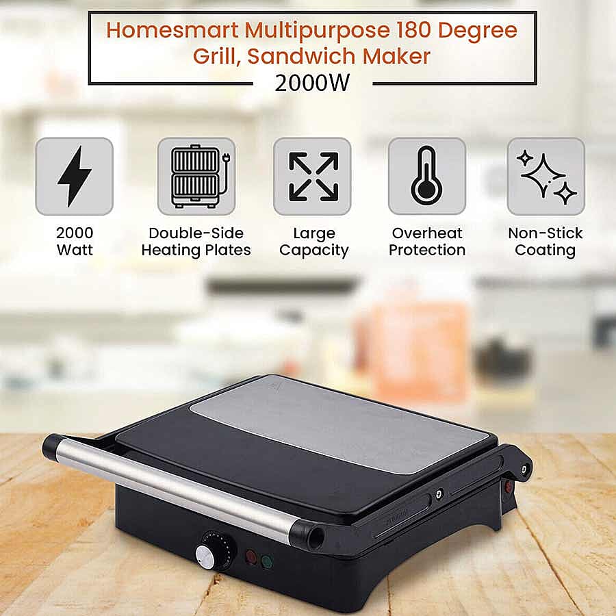 Homesmart - Low Fat Health Grill 180 Degree Grill with Temperature Control - 2000W