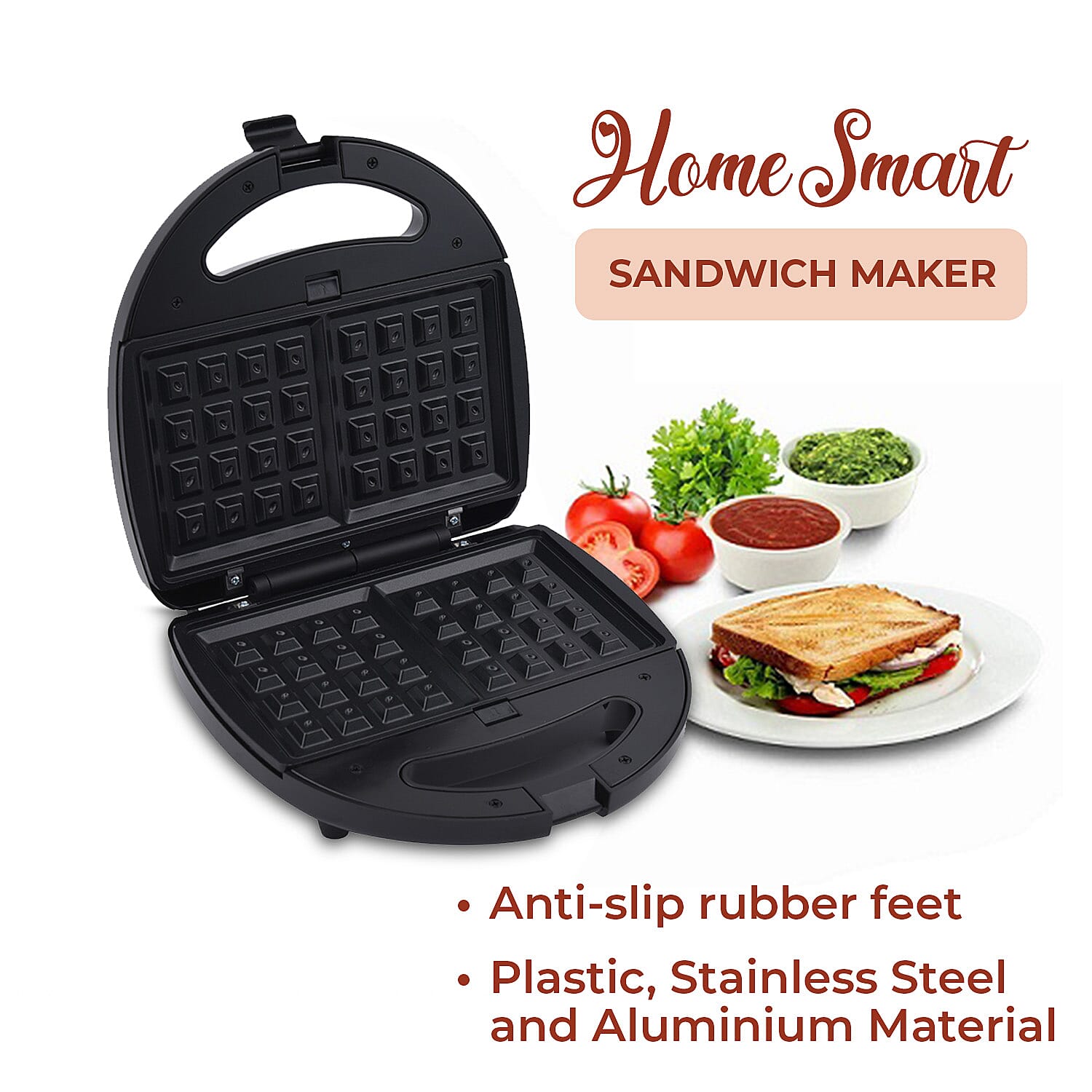 3 in 1 Non-Stick Grill, Toastie and Waffle Maker - 750W.
