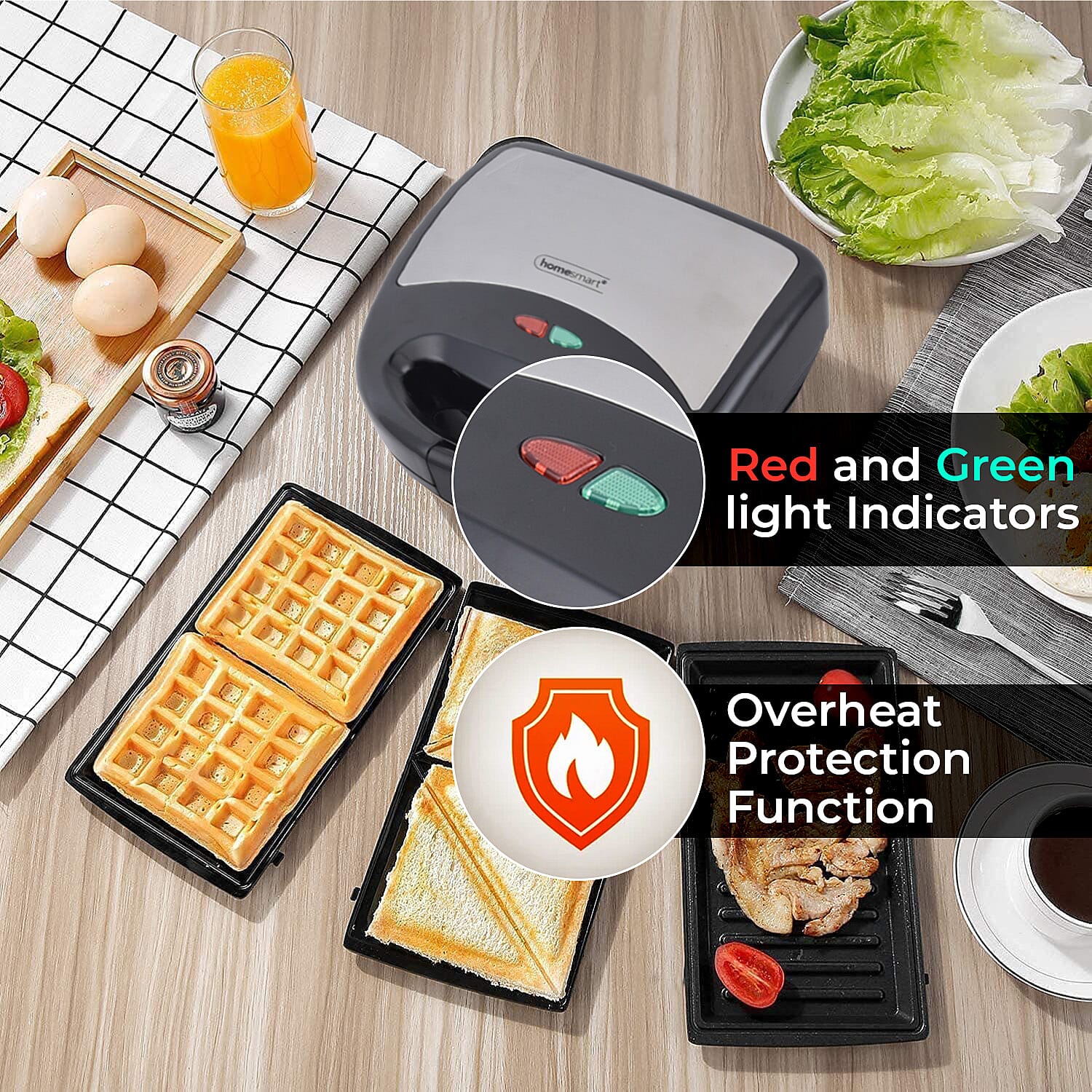 3 in 1 Non-Stick Grill, Toastie and Waffle Maker - 750W.