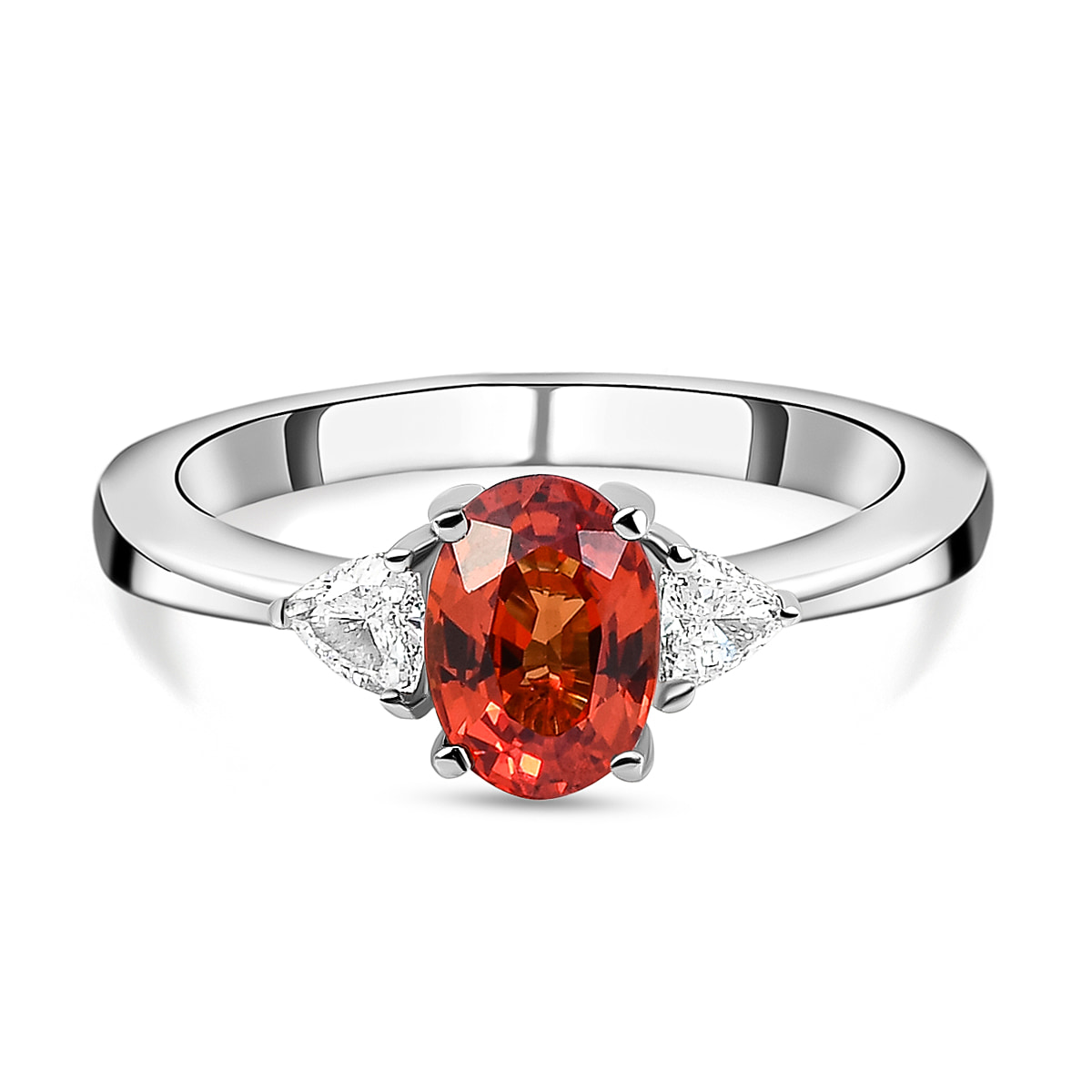 RHAPSODY 950 Platinum AAAA Songea Sapphire Trilogy Ring with VS/E-F Diamonds 1.10 Ct.