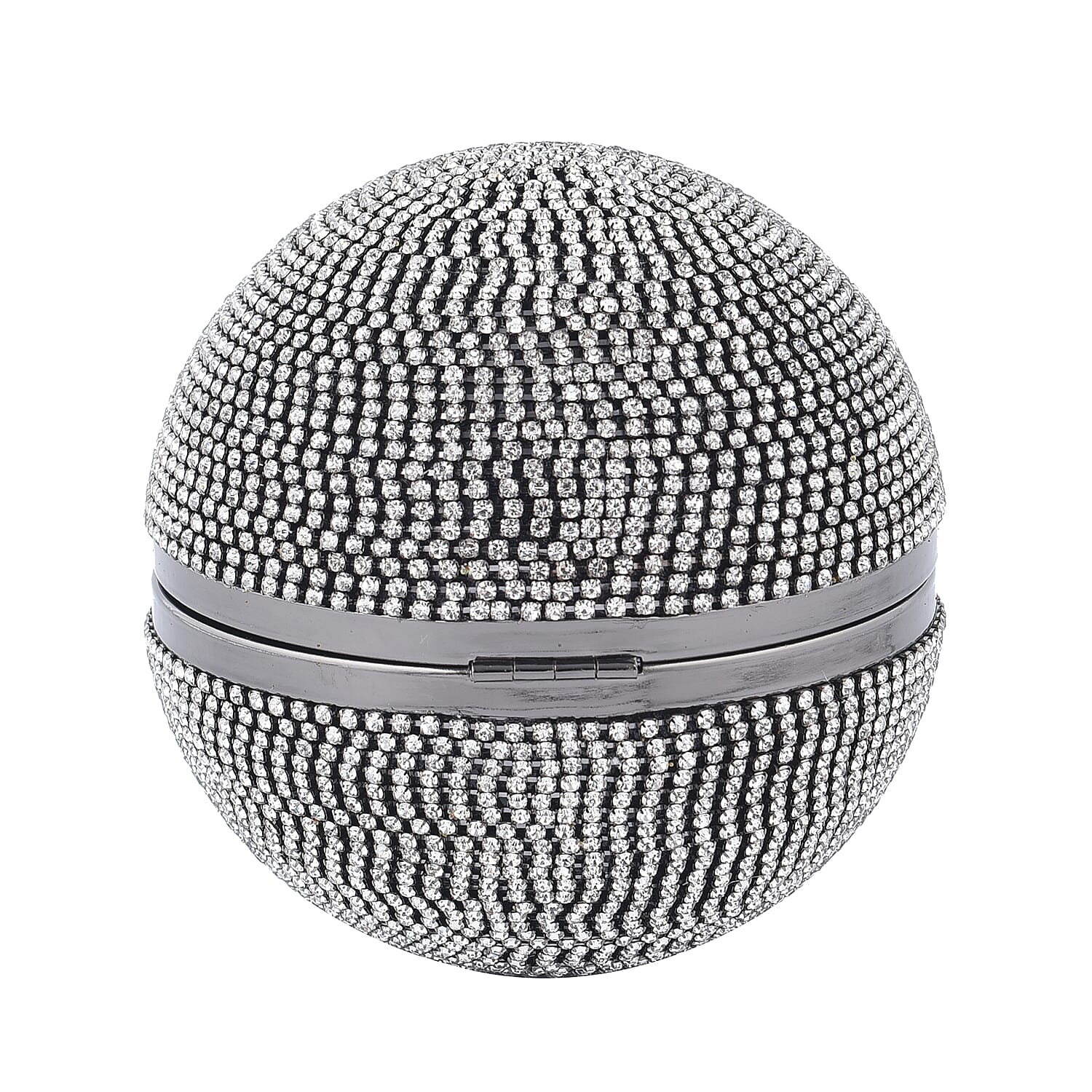 Crystal Decorative Ball Clutch Bag with Chain Strap - Black