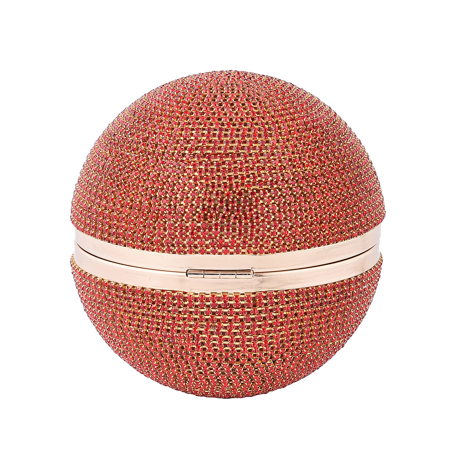 Crystal Decorative Ball Clutch Bag with Chain Strap (Size 14 Cm) - Red