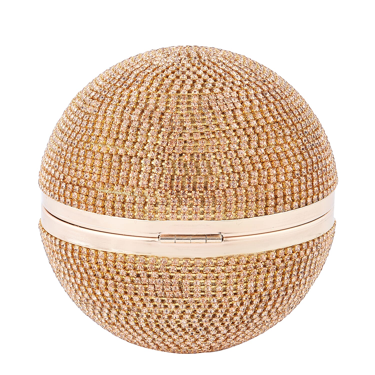 Crystal Decorative Ball Clutch Bag with Chain Strap (Size 14 Cm) - Champagne