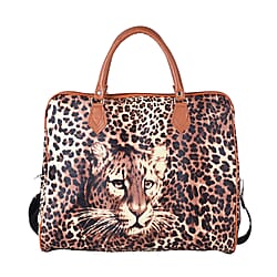 Large size Leopard Pattern Tote Bag with Handle Drop and Shoulder Strap  Black and White
