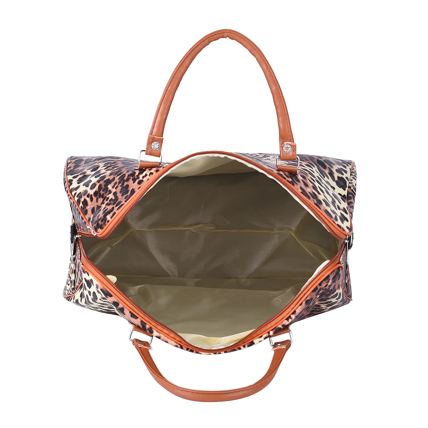 Leopard Pattern Tote Bag with Handle Drop & Detachable Shoulder Strap - Brown, Yellow & Black