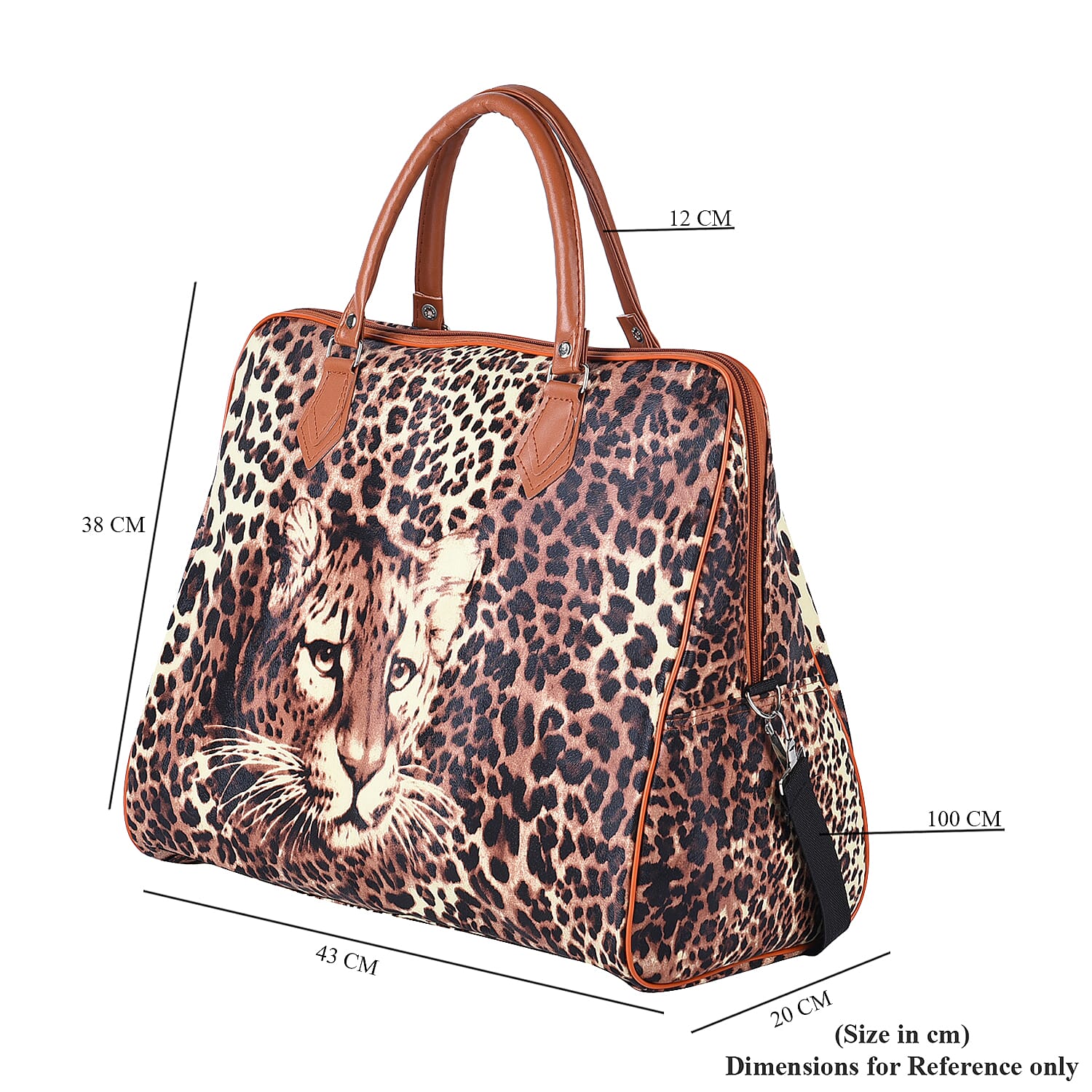 Leopard Pattern Tote Bag with Handle Drop & Detachable Shoulder Strap - Brown, Yellow & Black