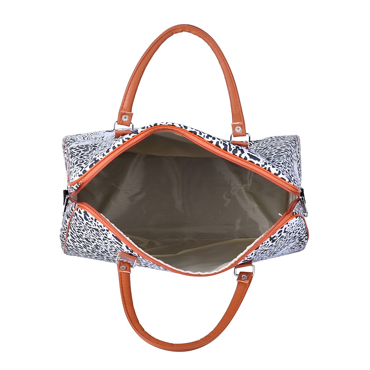 Leopard Pattern Tote Bag with Handle Drop and Shoulder Strap (43x38x20 cm) - Black and White