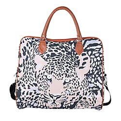 Large size Leopard Pattern Tote Bag with Handle Drop and Shoulder Strap  Black and White