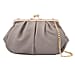 Clutch Bag with Metallic Lock and Long Chain Strap  - Dark Beige