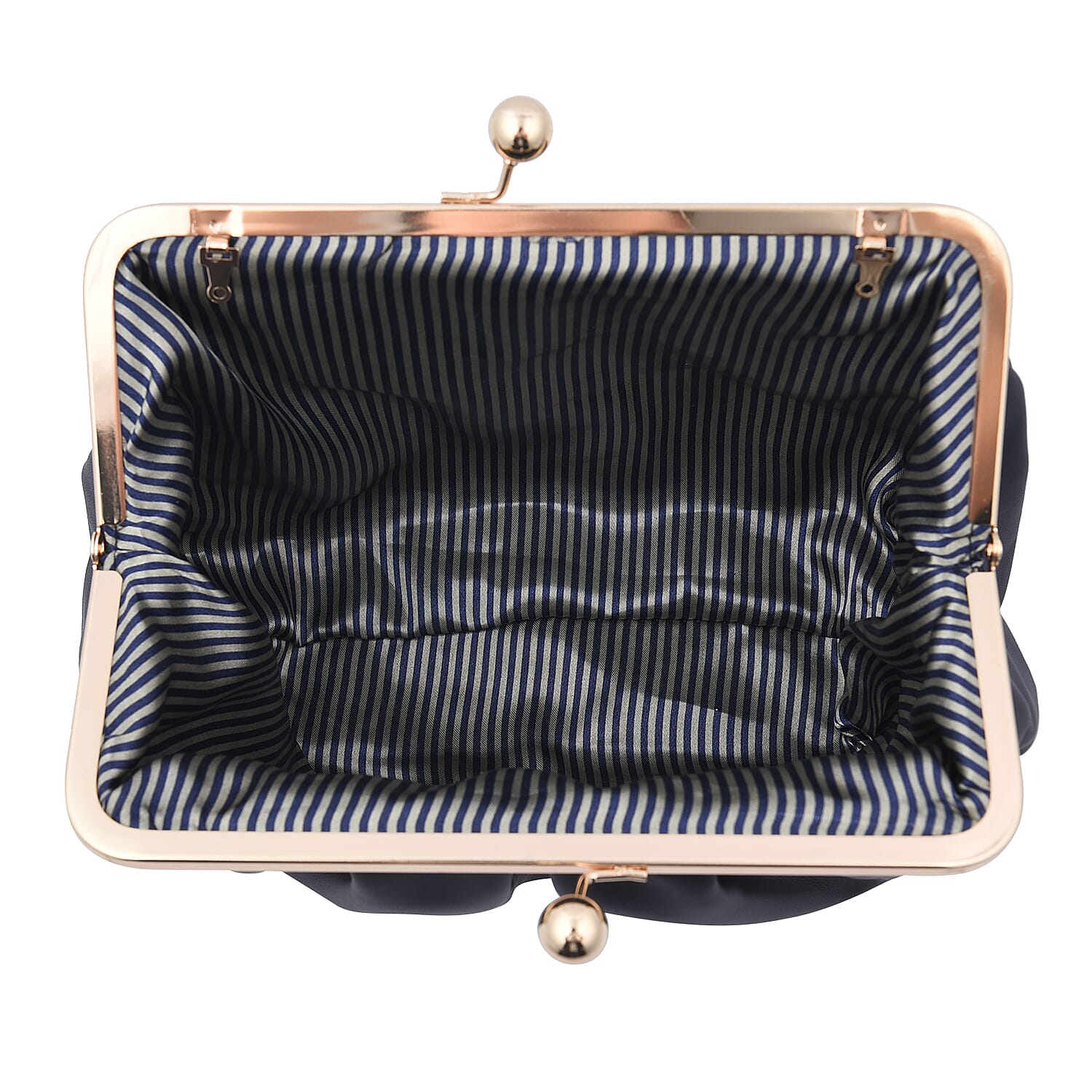 Clutch Bag with Metallic Lock and Long Chain Strap (Size 28x18x9Cm) - Navy