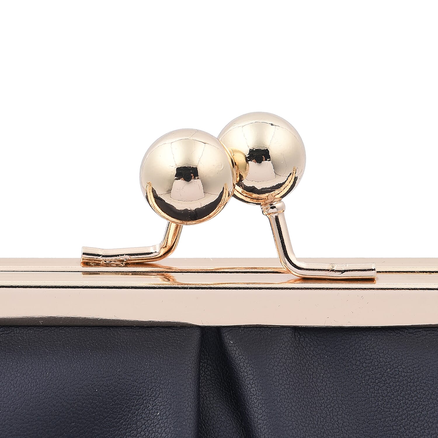 Clutch Bag with Metallic Lock and Long Chain Strap (Size 28x18x9Cm) - Navy