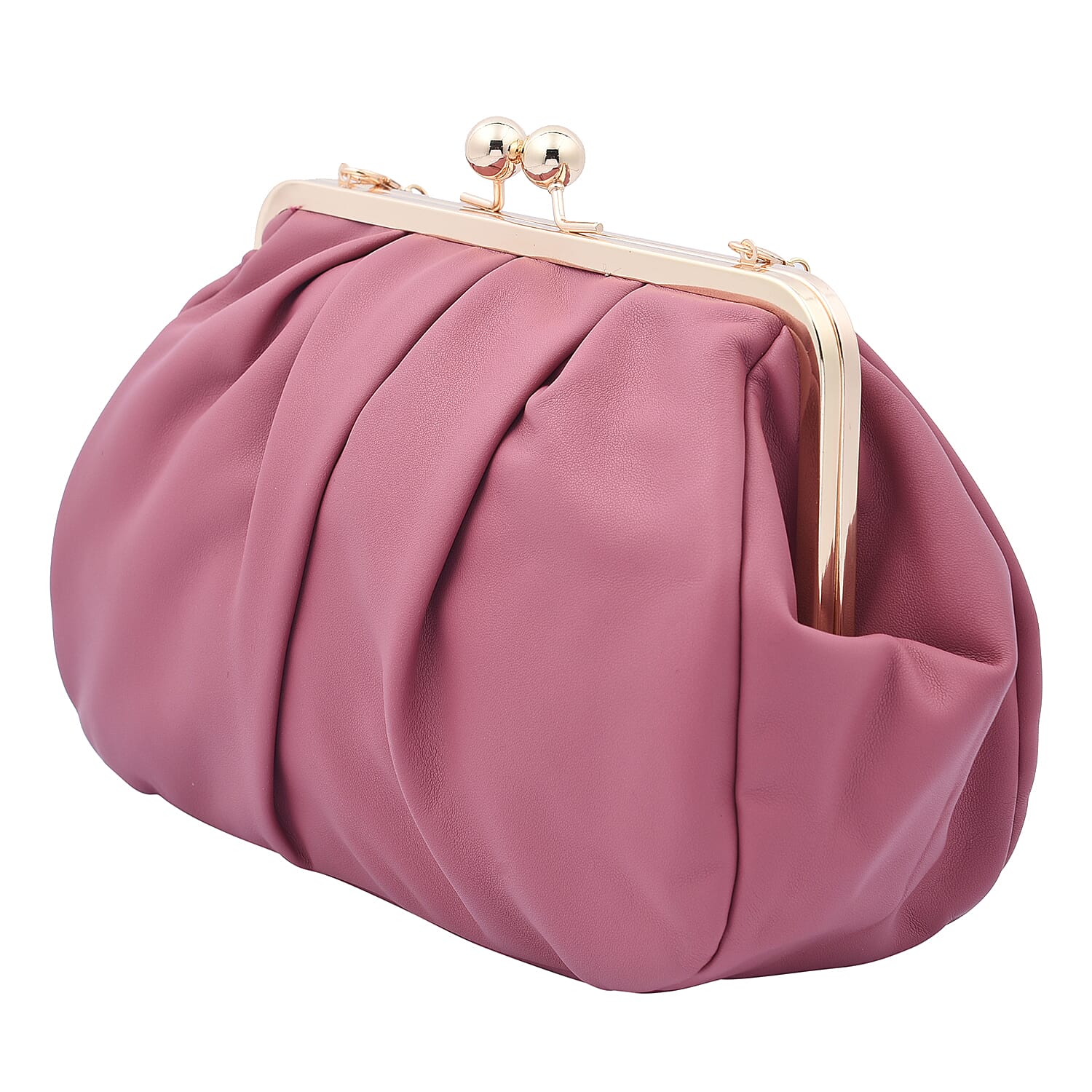 Clutch Bag with Metallic Lock and Long Chain Strap (Size 28x18x9Cm) - Cerise Pink